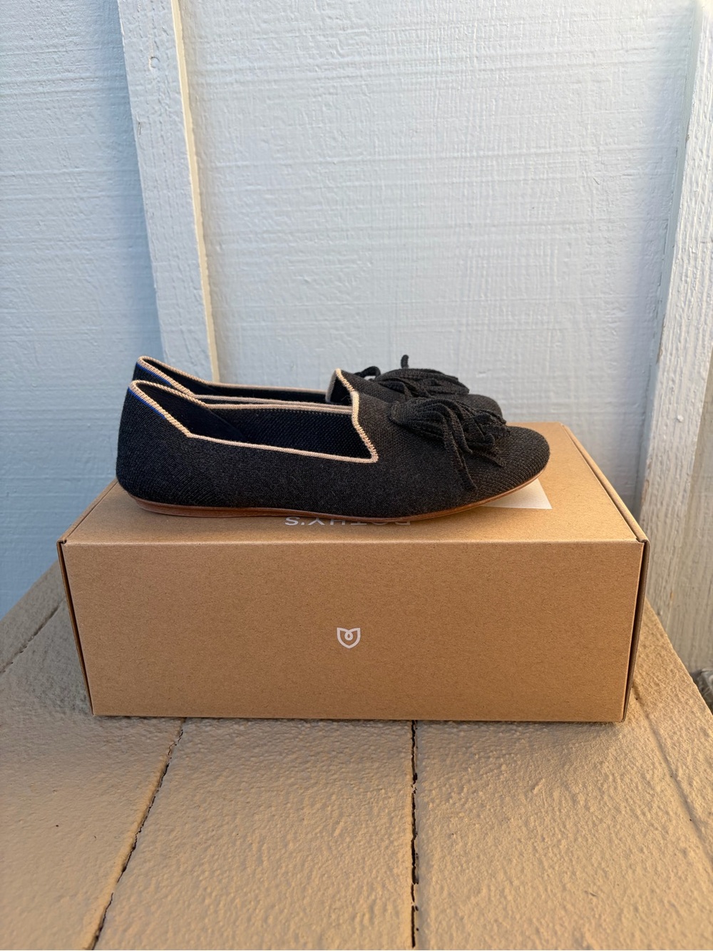 Rothy’s The Merino Knit Tassel Loafer Black Diamond - Picture 3 of 11
